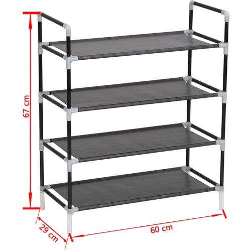 Stalak za cipele s 4 police od metala i netkane tkanine crni slika 20