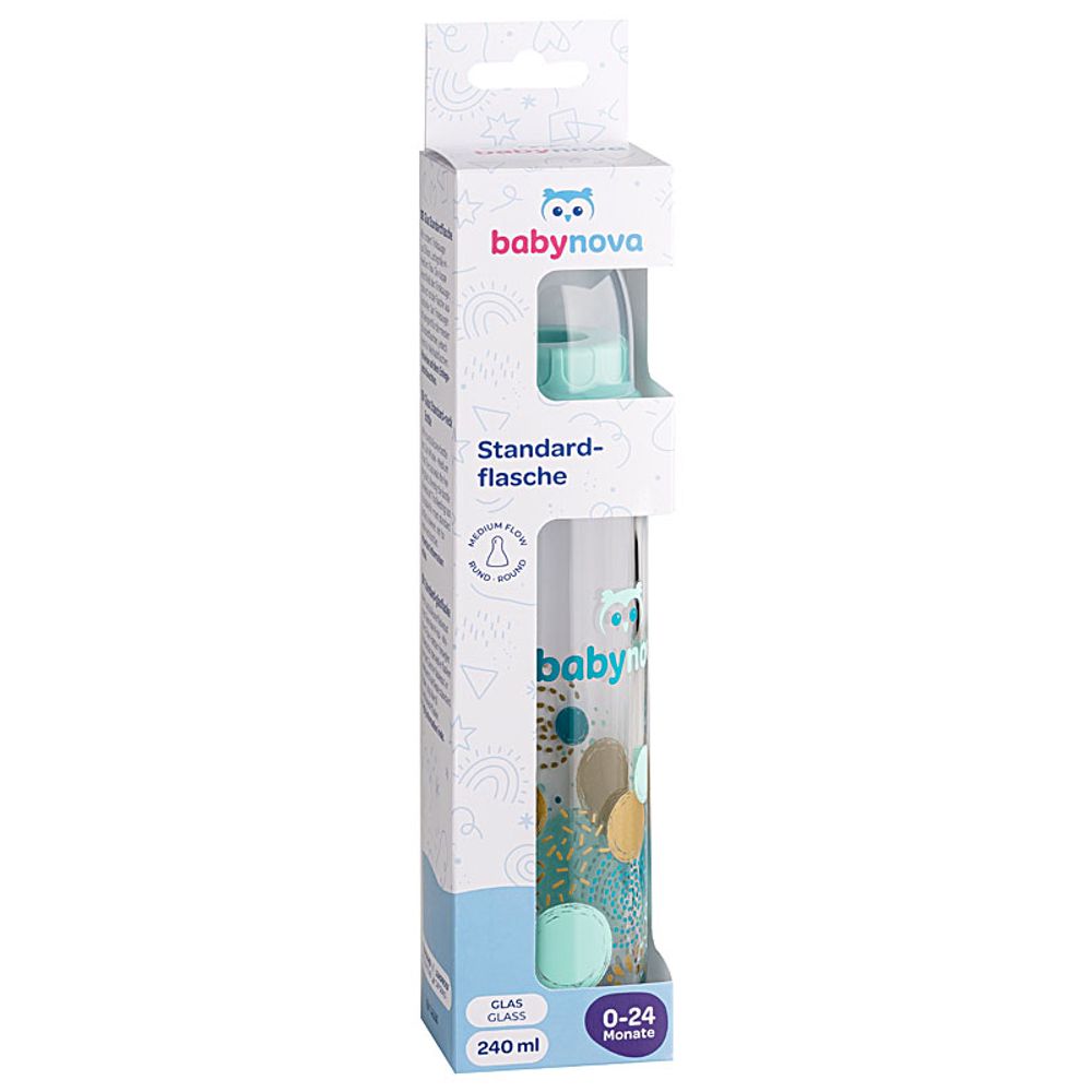BABY NOVA Staklena flašica za bebu 0m+ 240ml, Mint slika 3