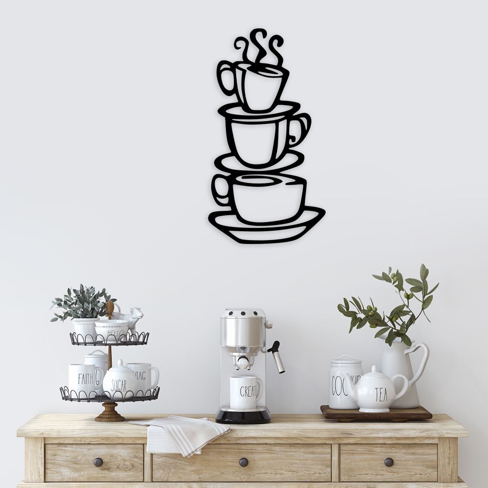 Decorative metal wall accessory Coffee, colour: black slika 1