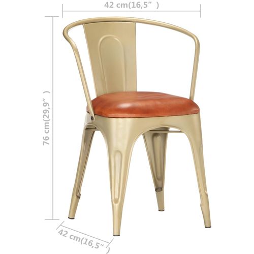 Blagovaonske stolice od prave kože 6 kom smeđe slika 42