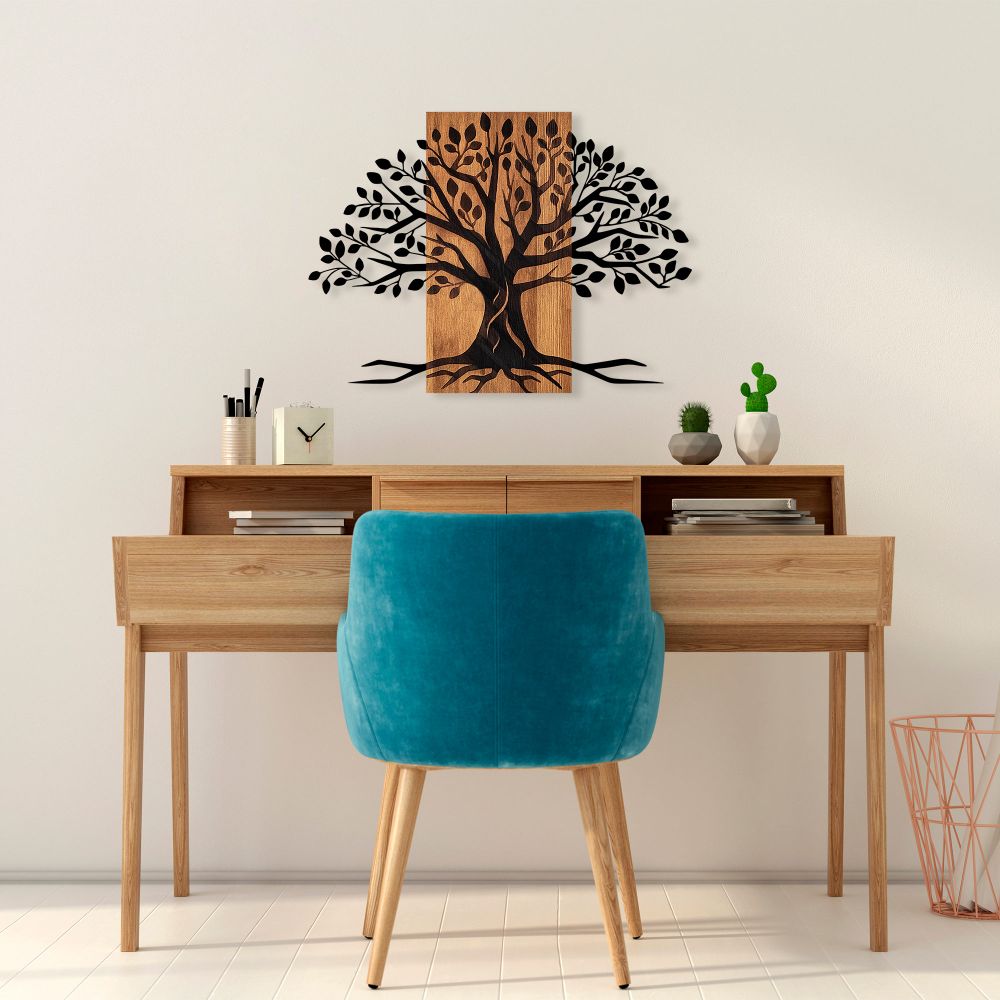 Dekorativni Drveni Zidni Ukras 'Willow - 382 Walnut' u Crnoj Boji slika 1