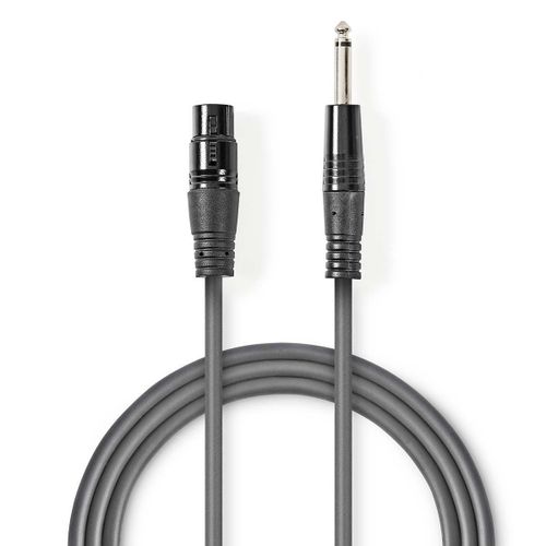 Kabel NEDIS, 6.35mm TS (M) na XLR 3-Pin (Ž), sivi, 3m slika 1