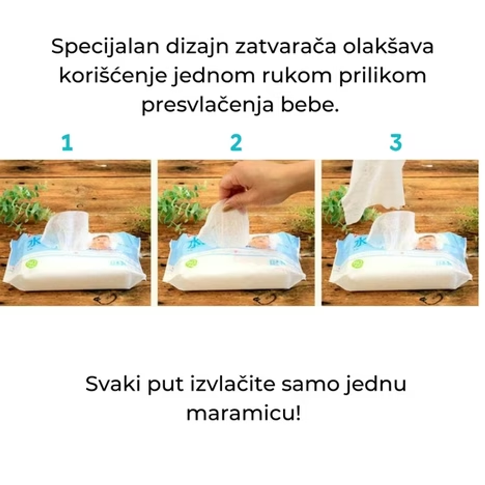 Lec.Be Vlažne maramice za bebe 99,9% PURE WATER - Set 3x80kom slika 2