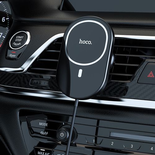 HOCO - Držač za automobil (CA90 Powerful) s magnetskim držačem, bežičnim punjenjem, 15 W za ventilacijski otvor - crni slika 5