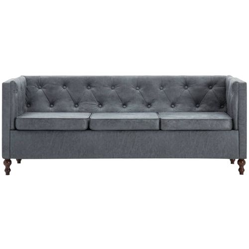 Trosjed Chesterfield s presvlakom od tkanine sivi slika 24