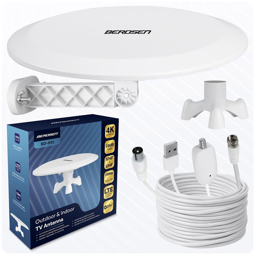 Berdsen BD-955 unutarnja/vanjska TV ultra HD 4K antena bijela slika 4