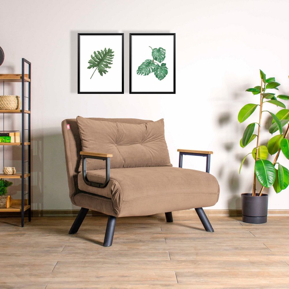 Sando Single - Svijetlosmeđi v2 Sofa na Razvlačenje za Jednu Osobu slika 1