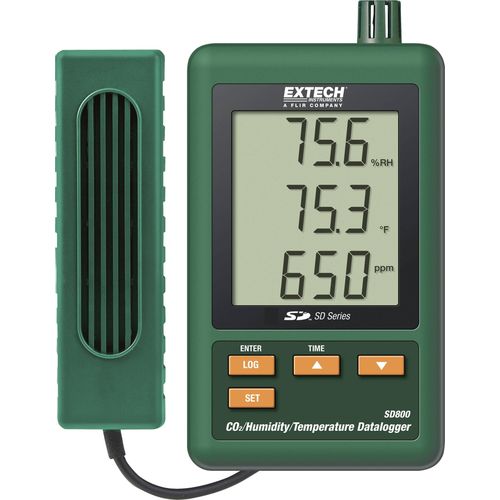 višenamjenski uređaj za pohranu podataka Extech SD800 Mjerena veličina temperatura, CO2, vlaga 0 do 50 °C 10 do 90 % rF slika 2