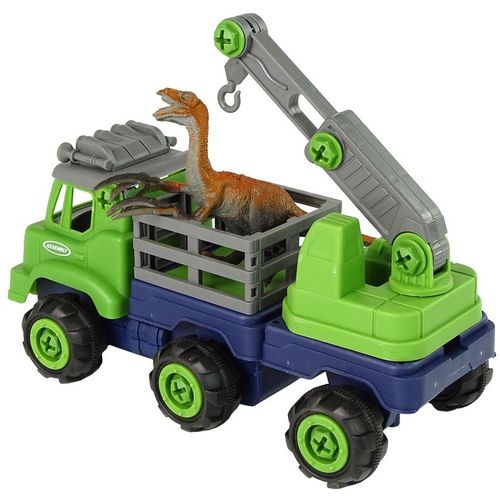 Dječji DIY kamion transporter dinosaura raptora s odvijačima, zeleni slika 4