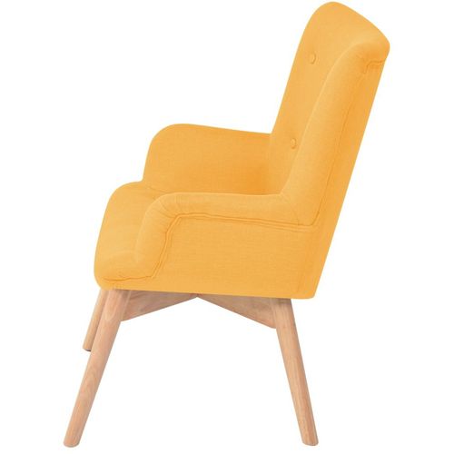 Fotelja s osloncem za noge od tkanine žuta slika 43