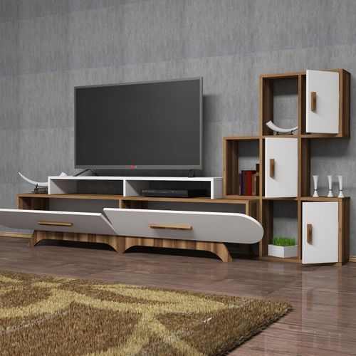 Woody Fashion TV jedinica, Flora S - Walnut, White slika 4