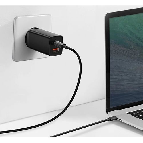 Punjač za mobitel Baseus GaN2 Lite Quick Charger USB-C+USB 65W EU, zidni, crni slika 9