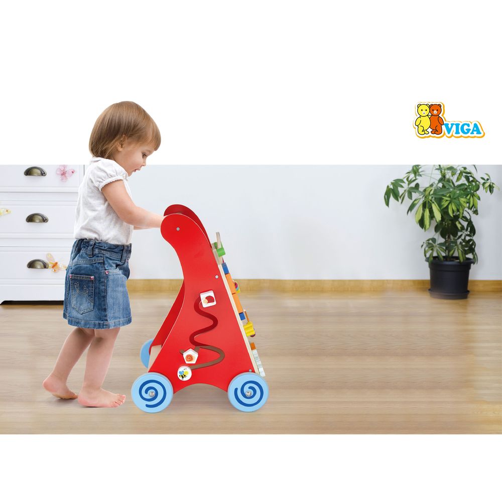 Viga Drvena guralica Activity Baby Walker, Crvena slika 5