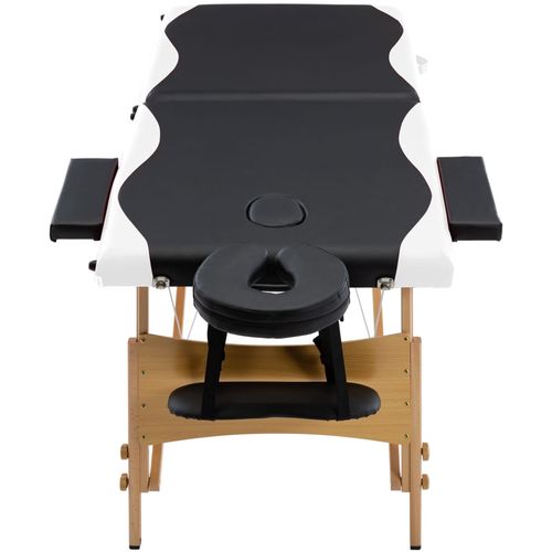 Sklopivi masažni stol s 2 zone drveni crno-bijeli slika 26