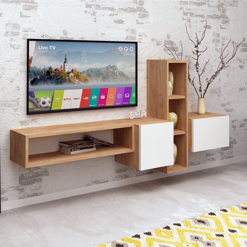 TV Komoda Kumkuat Oak u Bijeloj Boji slika 3