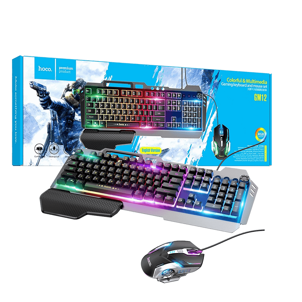 hoco. Tipkovnica+miš, gaming set, RGB osvjetljenje, USB - GM12 slika 1