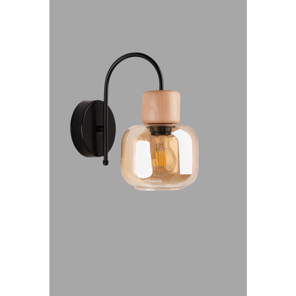 Opviq Zidna lampa 915, med, hrast, crna slika 3