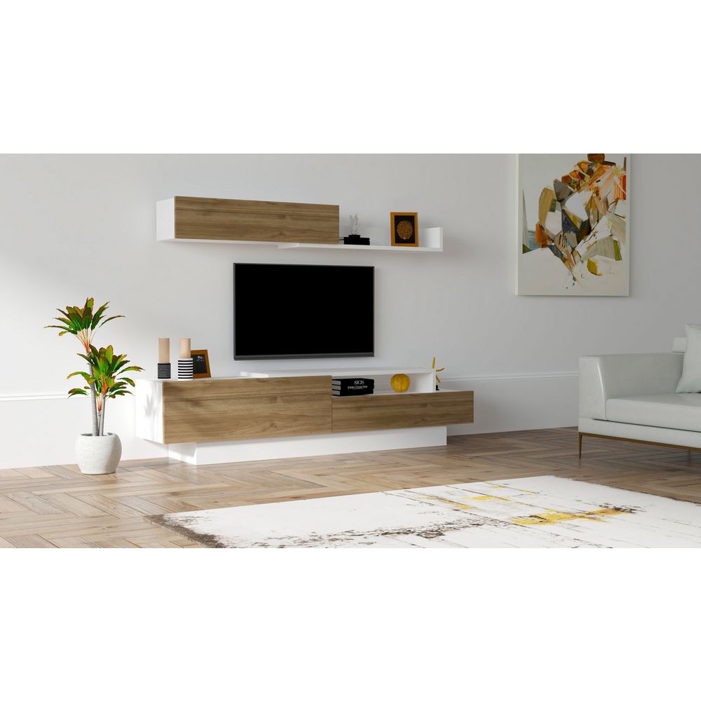 TV Komoda Elda - Bijela, Orah Bijela slika 1