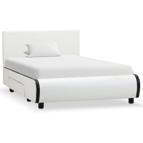 Okvir za krevet od umjetne kože s ladicama bijeli 90 x 200 cm slika 10