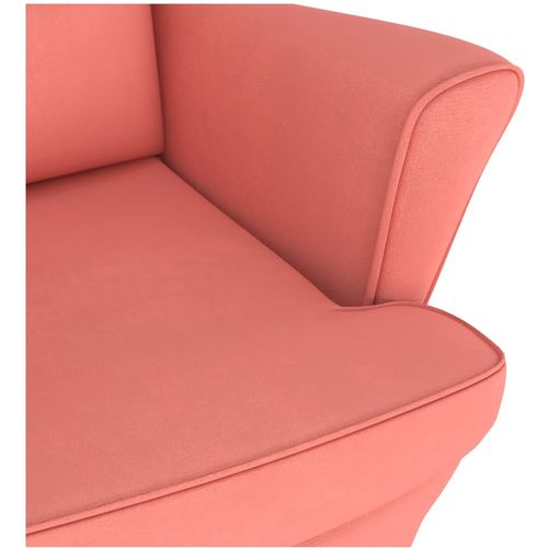 Fotelja za ljuljanje s drvenim nogama ružičasta baršunasta slika 7