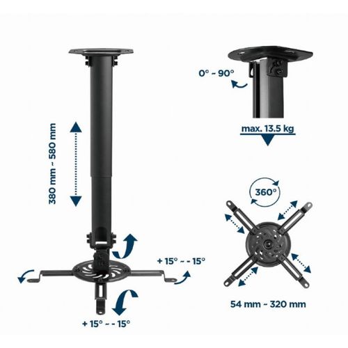 CM-B-01 Gembird univerzalni plafonski nosac za projektor rotirajuci + tilt 15°, 380-580mm slika 3