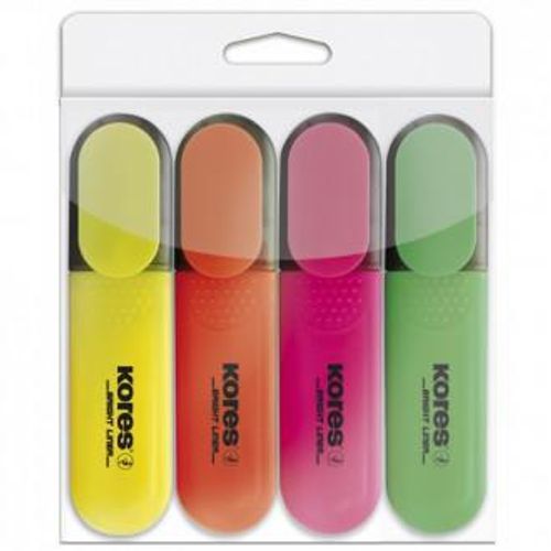 Tekstmarker Kores, Bright Liner, 0,5-5 mm, set od 4 boje, PVC etui slika 1