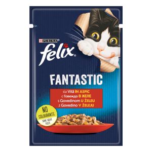 FELIX Fantastic, potpuna hrana za odrasle mačke, mokra hrana sa govedinom u želeu, 85g