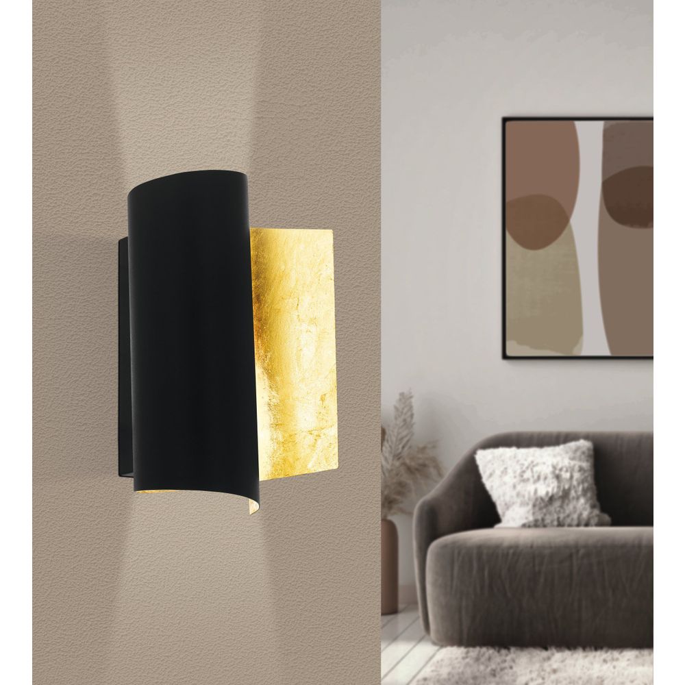 Eglo Falicetto Zidna Lampa E27, Crno/Zlatna, Čelik slika 2