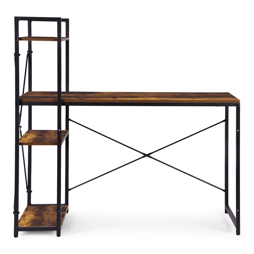 ModernHome uredski stol 120 × 60 cm s policom i 3 police – crno smeđi slika 4