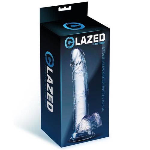 Glazed realistični prozirni dildo s testisima 18cm ili 22cm slika 2