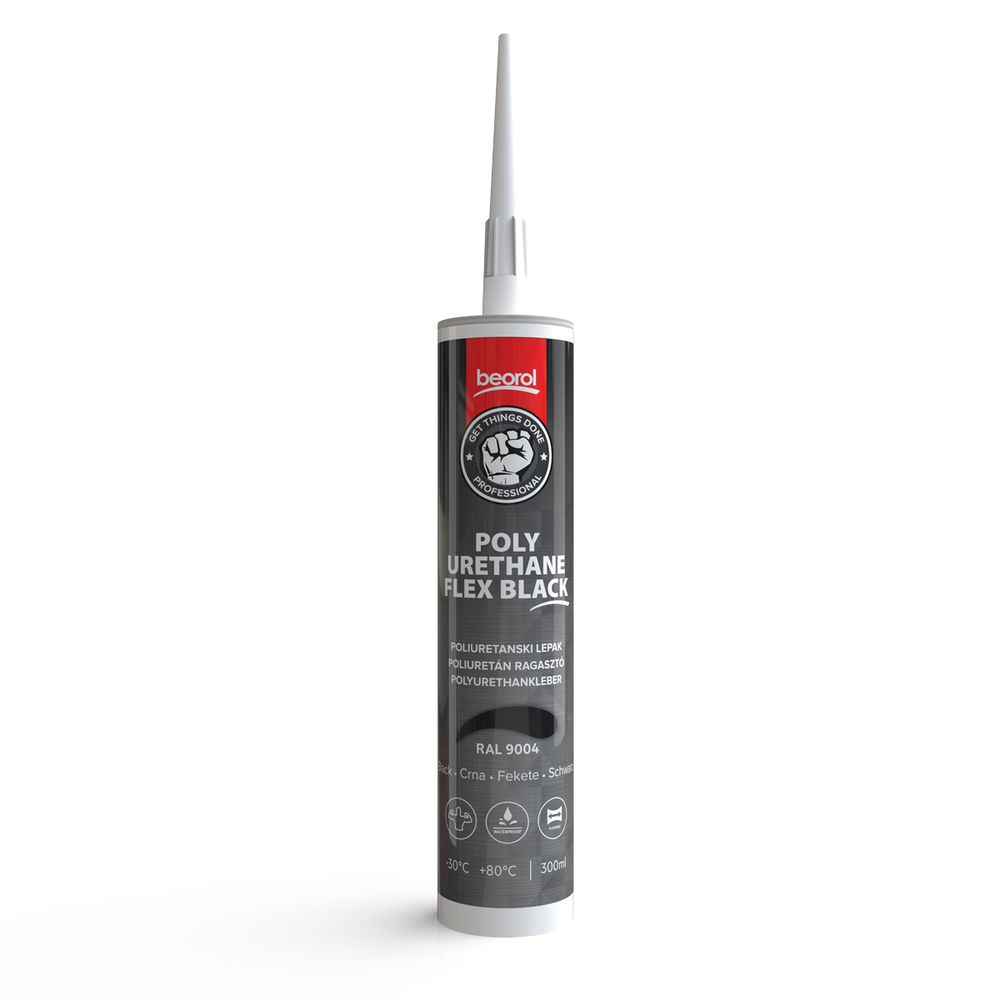 Beorol Polyurethane flex 300ml, lijepak, crni slika 1