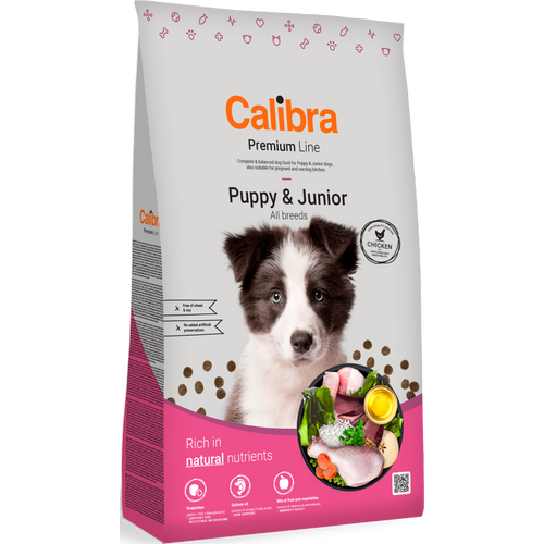 Calibra Dog Premium Line Puppy&Junior, potpuna hrana za štenad i mlade pse; također prikladna za skotne kuje i kuje u laktaciji, 12 kg slika 1
