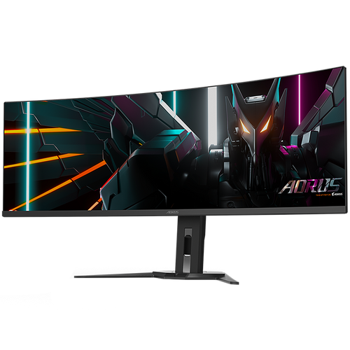 GIGABYTE AORUS Monitor 49", OLED 1800R Curved, DQHD 5120x1440@140Hz, AMD FreeSync Premium Pro, ClearMR, 0.03ms (GTG), 2xHDMI 2.1, 1xDP 1.4, 2+1xUSB 3.0, 1xUSB-C (PD up to 18W), Audio, 2x5W Speakers, Height, Tilt, Swivel slika 2