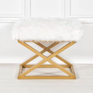 Capraz Plush - Gold, White Gold
White Pouffe