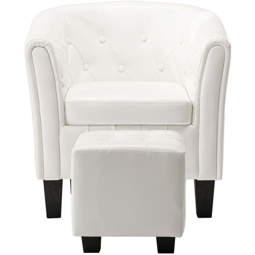 Fotelja od umjetne kože s osloncem za noge bijela slika 12