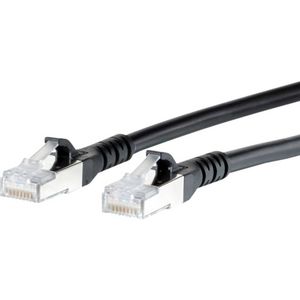 Metz Connect 1308453000-E RJ45 mrežni kabel, Patch kabel cat 6a S/FTP 3.00 m crna sa zaštitom za nosić 1 St.