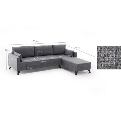 Atelier Del Sofa Kutna garnitura, Sivo, Bella Corner Sofa Right 1 slika 6