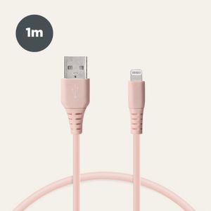 KSIX, kabel za prijenos podataka, Soft, USB-A na lightning, 1.0m, rozi