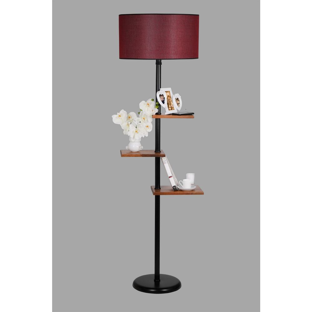 Moderna Stajaća Lampa s Bordo Abajurima i Crnim Hasir Tijelom slika 3