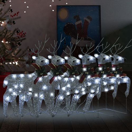 Božićni sobovi 6 kom srebrni 120 LED žarulja slika 10