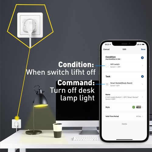 Tellur Smart WiFi AC dual plug, energy reading, 16A, 3680W, bijela slika 19