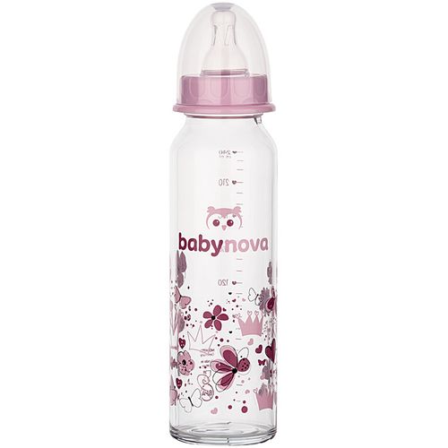 BABY NOVA Staklena flašica za bebu 0m+ 240ml, Pink slika 2