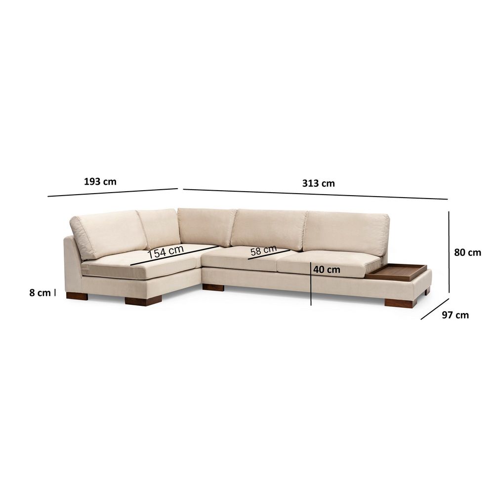 Ugaona Sofa 'Tulip Corner Left' s Pufnom - Bež Boja slika 13