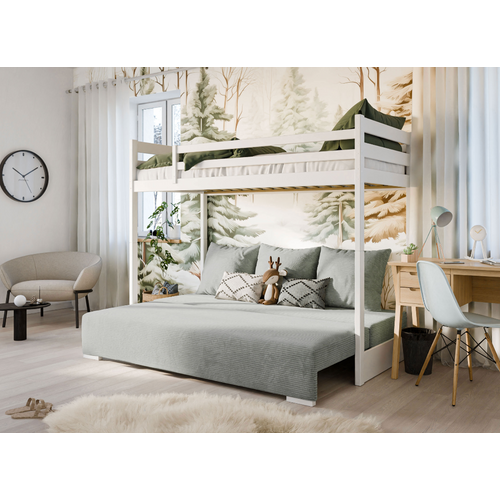 Drveni dječji krevet na kat Sofino na razvlačenje - bijeli - 90x200/140x200 cm slika 3