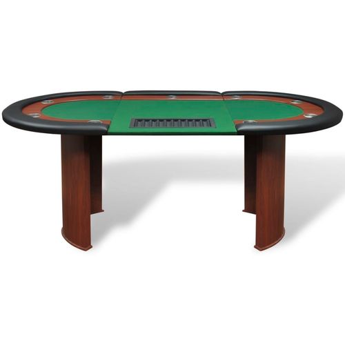Stol za Poker za 10 Igrača s Prostorom za Djelitelja i Držačem Žetona Zeleni slika 36