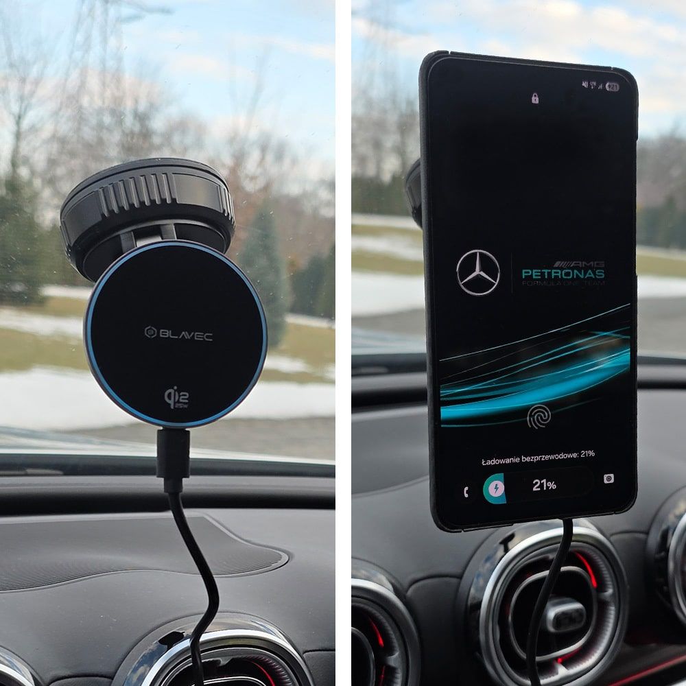 Auto držač Qi2.2 25W MagSafe s indukcijskim punjačem Blavec slika 5