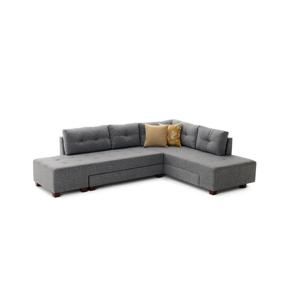 Ugaona Sofa na Razvlačenje Manama - Desni Kut, Siva slika 9