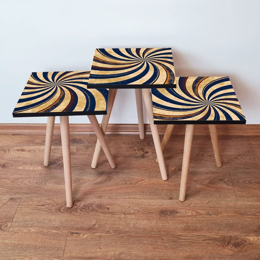 Nesting stolovi 3Shp19 - Set od 3 komada - boje: mornarsko plava, krem, narandžasta slika 1