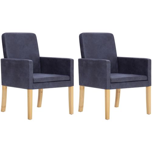 Blagovaonske stolice od umjetne brušene kože 2 kom sive slika 1