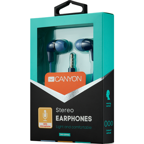 CANYON Stereo Earphones with inline microphone, Blue slika 3